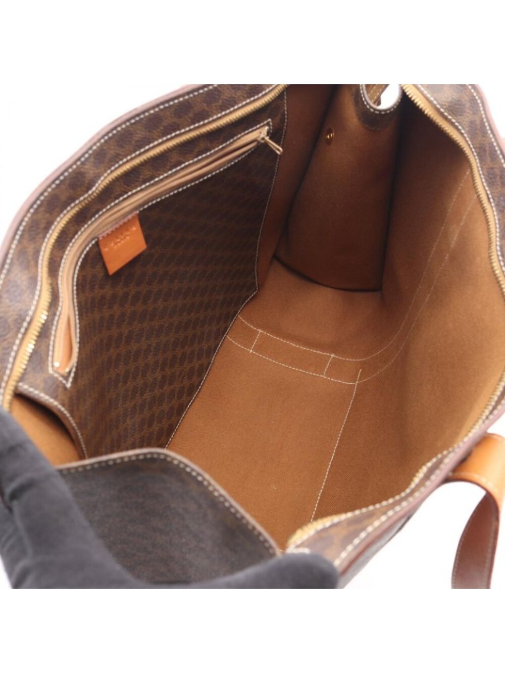 Celine Tote Macadam Dark Brown Canvas Leather - Picture 3 of 11